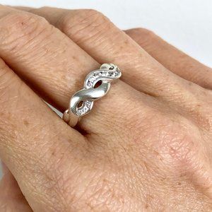 Braided Sterling Silver Cubic Zirconia Band Ring